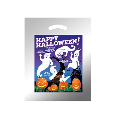 Halloween Stock Design Silver Reflective Die Cut Bag • Ghosts w/Pumpkins