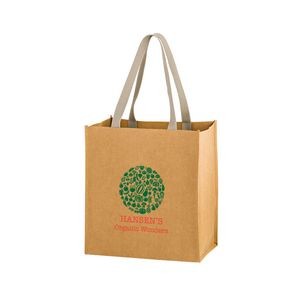 12" x 8" x 13" RIVER - Washable Kraft Paper Grocery Tote Bag w/21" Web Handle