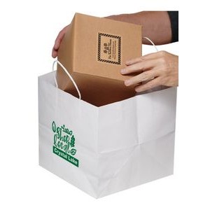 White Kraft Take-Out bag with Twisted Paper Handles