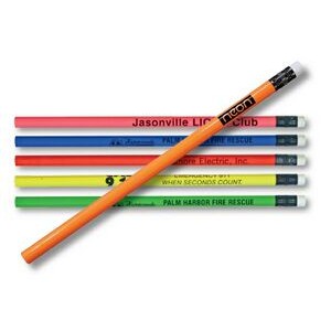 Neon Thrifty Pencil w/White Eraser (Spot Color)