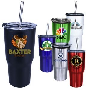 20 Oz. Ares Tumbler w/Stainless Straw/Flip Top Lid (Full Color Digital)