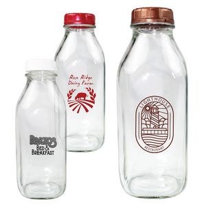 1 Quart Glass Milk Bottle w/Lid