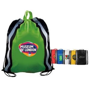 Non-Woven Reflective Drawstring Backpack w/Stripes (Full Color Digital)