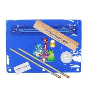 Premium Translucent School Kit w/ 2 Pencils, 6" Ruler, Eraser & Sharpener (Full Color Digital)