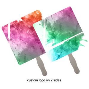 Full Color 2 Sides Square Sandwiched Hand Fan 7"H x 7"W