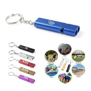 Double-tube Outdoor Survival Whistle Keychain