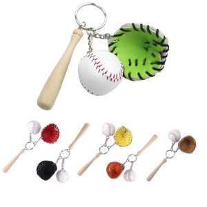 Leather Baseball Keychain