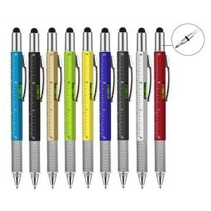 Multi-Tool Ballpoint Pen w/Screw Heads/Ruler/Spirit Level