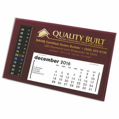 MMT LCD Therm-O-Date Thermometer Desk Calendar, Maroon