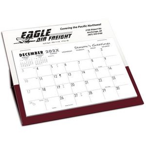BQ Deskretary Desk Calendar with Organizer Base, White/Maroon Matte