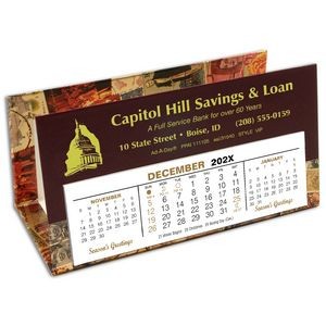 VIP Deskretary Paper Holder Desk Calendar Maroon/Gold Stamps