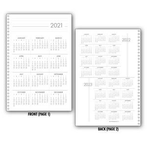 Planner Insert Set 3: 3 Years-In-View Single Sheet Calendar, Large