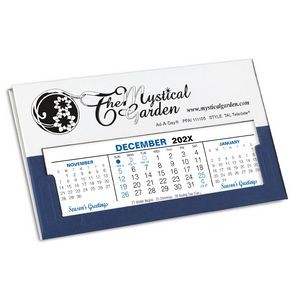 TAL Teledate Refillable Desk Calendar, White/Lapis Blue
