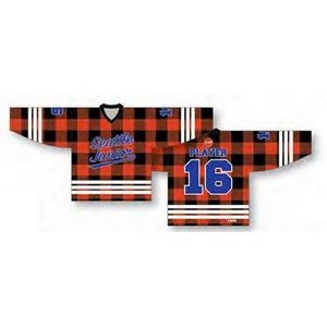 Plaid Classic Cut Hockey Jersey w/Horizontal Stripes