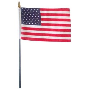 USA Flag w/Black Plastic Dowel & Pointed Finial (4"x6")
