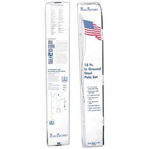 18' Steel White Pole w/Poly Cotton USA Flag (3' x 5')