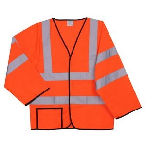 Solid Orange Long Sleeve Safety Vest (Large/X-Large)