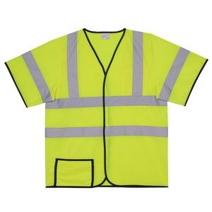 Solid Yellow Short Sleeve Safety Vest (Large/X-Large)