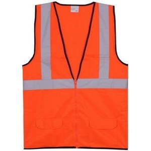 Orange Solid Zipper Safety Vest (2X-Large/3X-Large)