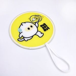 Foldable 8" Polyester round fan with string