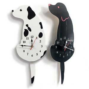 Wagging Dog Shape Silent Household Decorative Wall Clock