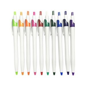 Classic Retractable Pen w/Colored Accents And White Barrel