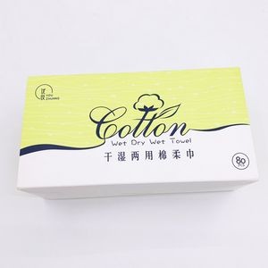 Disposable cotton soft towel tissues 80pcs packed into paper box