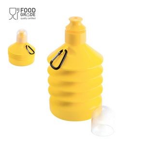 Collapsible sports water bottle with carabiners and nozzle
