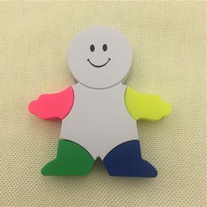 Multi-functional Robot Shaped 4 Colors Highlighter W/ Brush