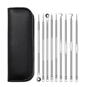 Stainless steel 9 in 1 pimple extractor needles tool kit