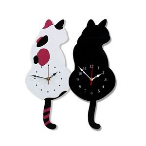 Wagging Cat Shape Silent Household Decorative Wall Clock