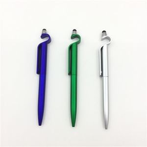 Multi-functional Plastic ballpoint Pen with stylus touch and phone holder clip