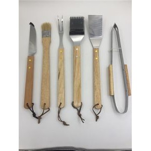 6pcs wood handle BBQ tools set