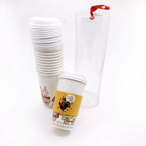 12pcs Paper Cups,Lids And Sleeves Packing Set