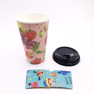 Shrink Pack 12pcs Paper Cups Lids And Sleeves Set