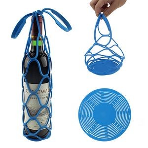 2 In 1 Silicone Wine Bottle Carrier Mesh Bag