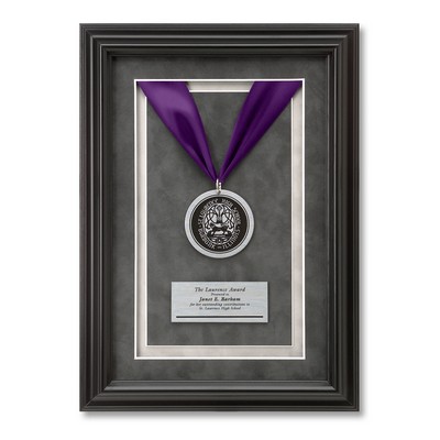 Framed and Matted Award with Two Plates and Ribbon (7" x 10")