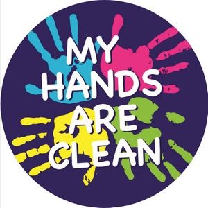 Ready to Ship Stock 2" Circle Clean Hands Stickers (Rolls of 250)