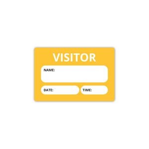 Stock Sticker Rectangle preprinted with "Visitor Name: Date: Time:" (2" x 3")