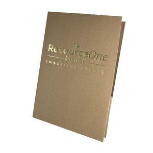 9"x12" Quick Ship Economy Recycled folder with Foil Stamped Imprint on Eco Brown Kraft
