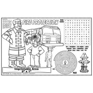 Fire Protection - Imprintable Colorable Placemat