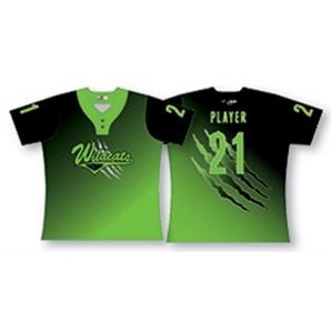 Two Button Up Sublimated Baseball Jersey w/Contrasting Collar