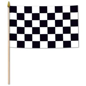 Rayon Checkered Flags w/ 22" Spear Tipped Wooden Dowel