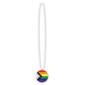 Beads w/Printed Pride Flag Medallion