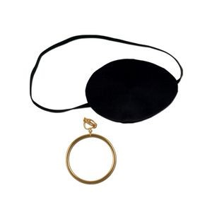 Black Pirate Eye Patch w/ Plastic Gold Earring