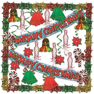 Merry Christmas Metallic Decorating Kit with Merry Christmas Banner