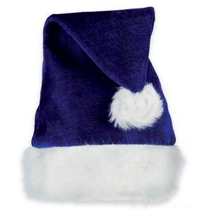 Blue Velvet Santa Hat w/ Plush Trim