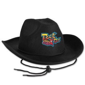 Black Felt Cowboy Hat w/ Custom Shaped Faux Leather Icon