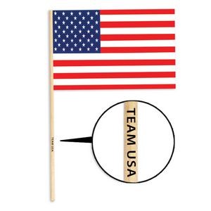 4" x 6" Plastic American Flag w/ Custom Direct Pad Printed Imprint on Wooden Stick