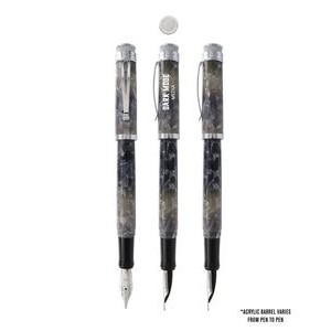 Tornado Acrylic - Silver Lining Fountain Pen - Medium Nib